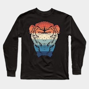 Retro Bowtie Chimp Long Sleeve T-Shirt